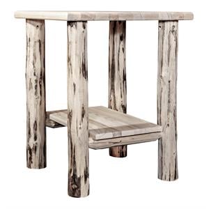 Pemberly Row Transitional Wood Nightstand with Shelf in Natural