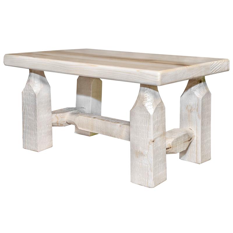 Pemberly Row Modern Transitional Solid Wood Footstool in Natural