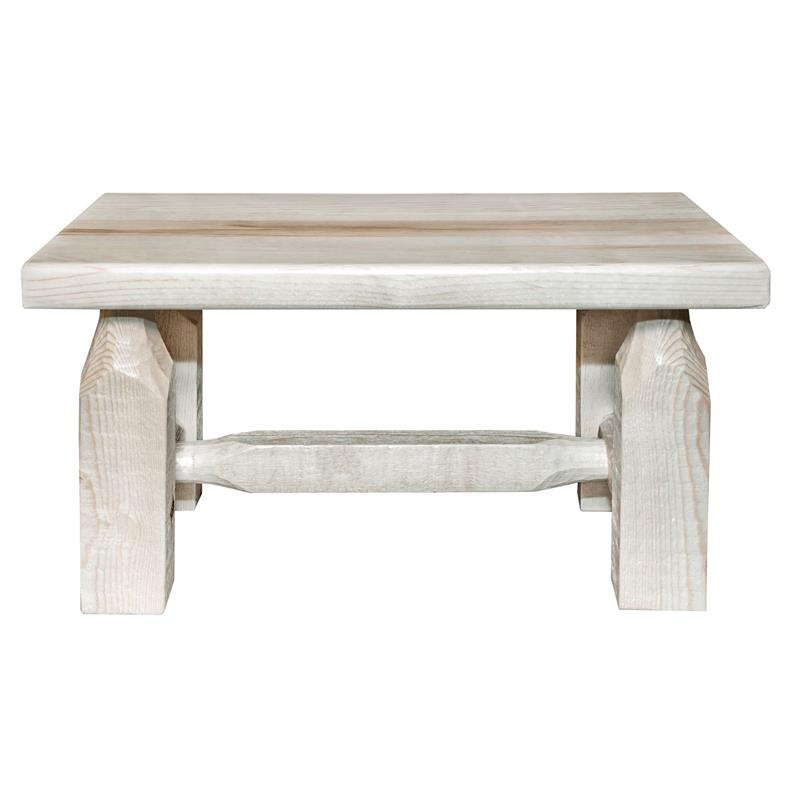 Pemberly Row Modern Transitional Solid Wood Footstool in Natural