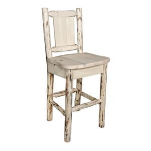 Pemberly Row 30&quot Barstool with Back and Laser Engraved Bronc in Natural