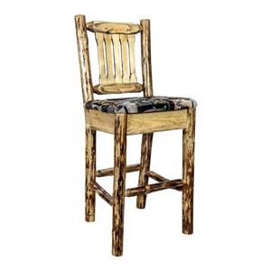 Pemberly Row Transitional 30&quot Solid Wood Barstool with Back in Brown