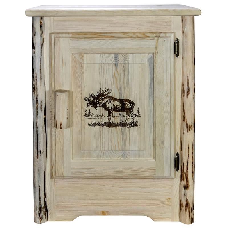 Pemberly Row Wood Accent Cabinet with Moose Design in Natural