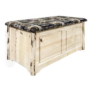 Pemberly Row 40&quot Small Transitional Wood Blanket Chest in Natural