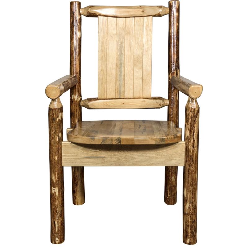Pemberly Row Farmhouse / Country Unique Solid Wood Captain's Chair in Brown