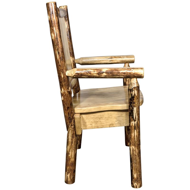 Pemberly Row Farmhouse / Country Unique Solid Wood Captain's Chair in Brown
