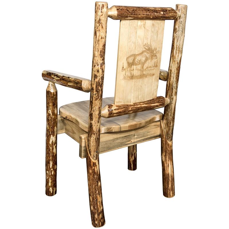 Pemberly Row Farmhouse / Country Unique Solid Wood Captain's Chair in Brown