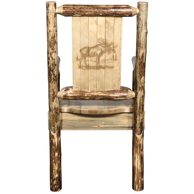 Pemberly Row Farmhouse / Country Unique Solid Wood Captain's Chair in Brown
