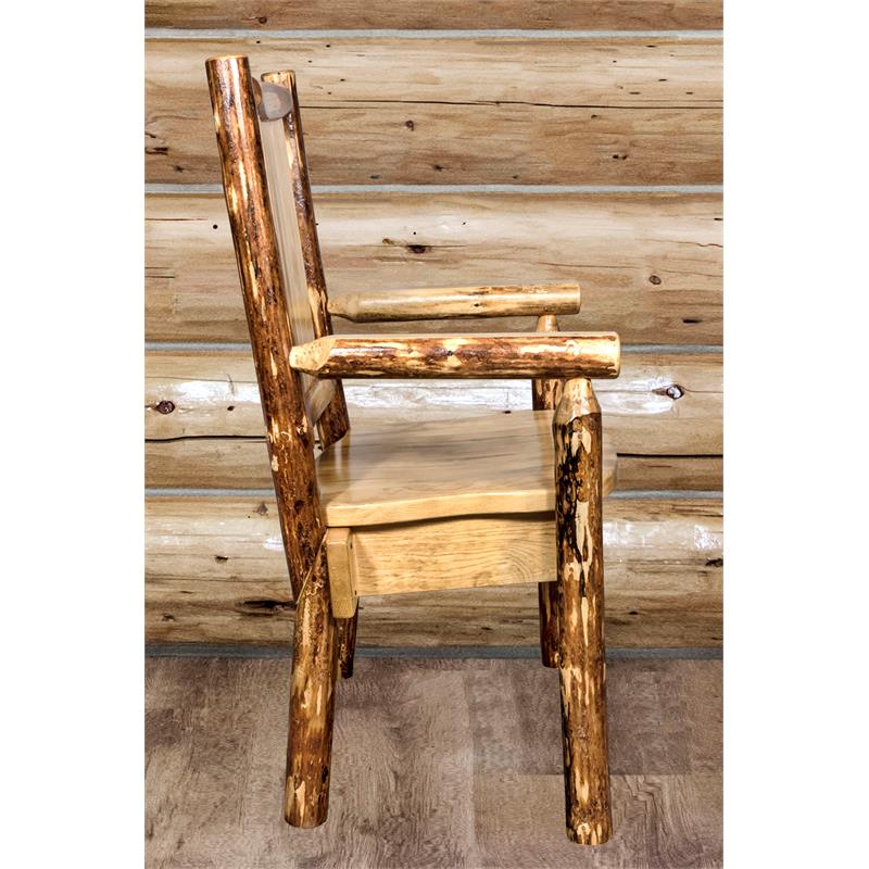 Pemberly Row Farmhouse / Country Unique Solid Wood Captain's Chair in Brown