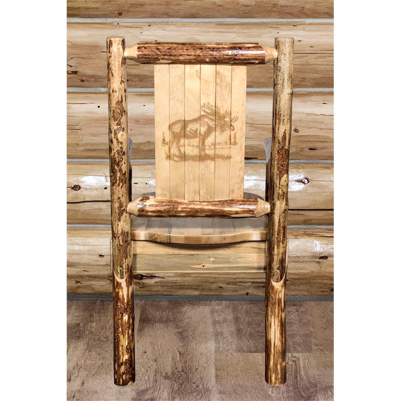 Pemberly Row Farmhouse / Country Unique Solid Wood Captain's Chair in Brown