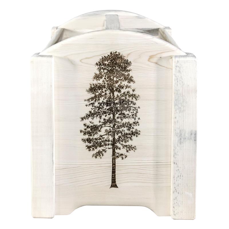 Pemberly Row Transitional Wood Magazine Rack with Pine Design in Natural