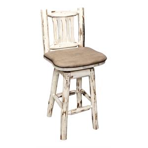 Pemberly Row 24&quot Transitional Wood Barstool with Swivel in Natural