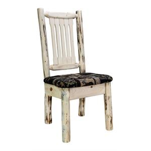 Pemberly Row Hand-Crafted Wood Side Chair with Upholstered Seat in Natural