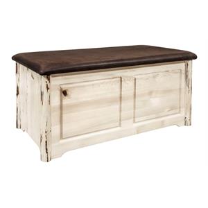 Pemberly Row Small Handcrafted Solid Pine Wood Blanket Chest in Natural