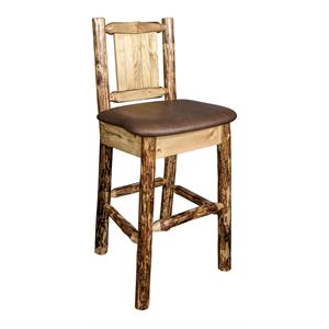 Pemberly Row Transitional 24&quot Hand-Crafted Solid Wood Barstool in Brown
