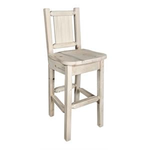 Pemberly Row 30&quot Handcrafted Barstool with Bear Design in Natural