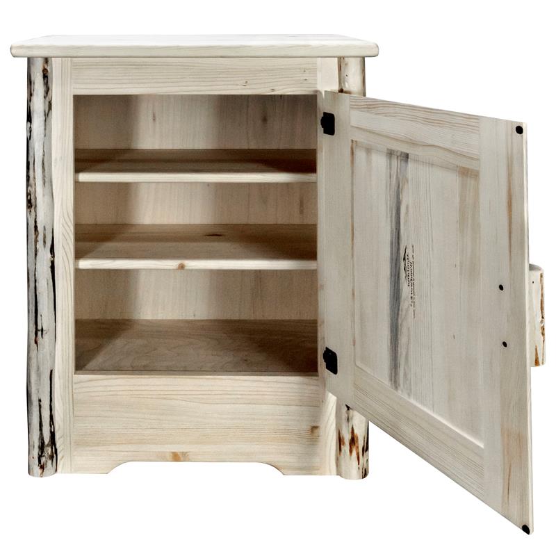 Pemberly Row Wood Accent Cabinet with Engraved Pine Design in Natural