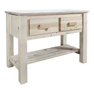 Pemberly Row Transitional Wood Console Table with 2 Drawers in Natural