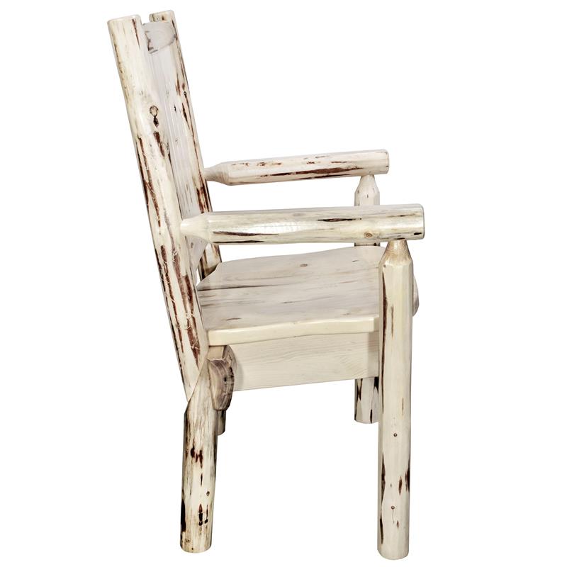 Pemberly Row Transitional Solid Wood Captain's Chair in Natural