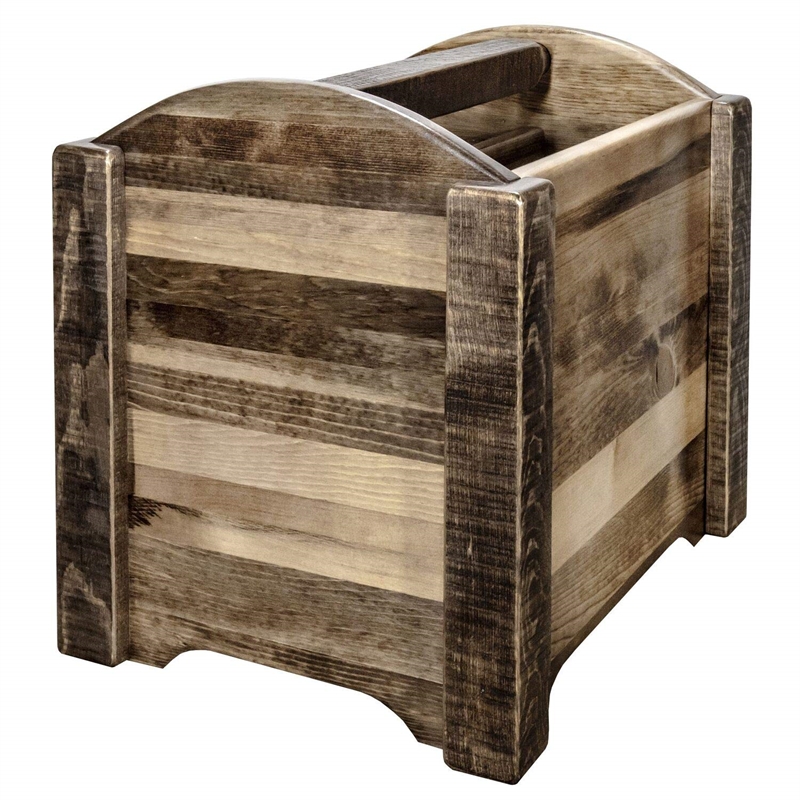 Pemberly Row Modern Transitional Wood Magazine Rack in Brown