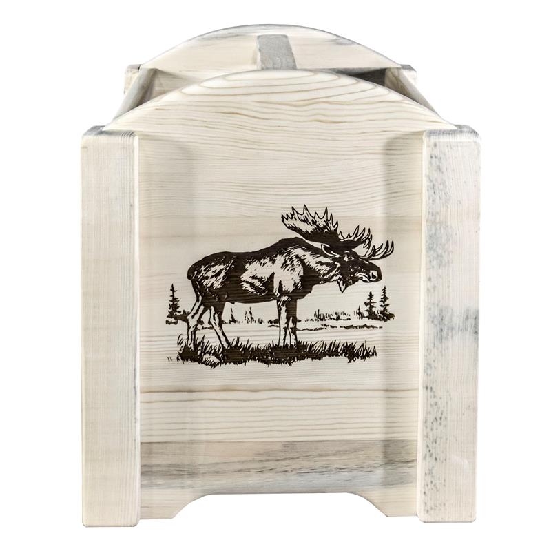 Pemberly Row Wood Magazine Rack with Moose Design in Natural