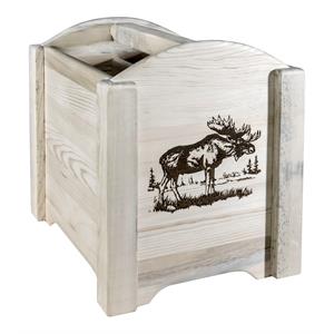 Pemberly Row Wood Magazine Rack with Moose Design in Natural