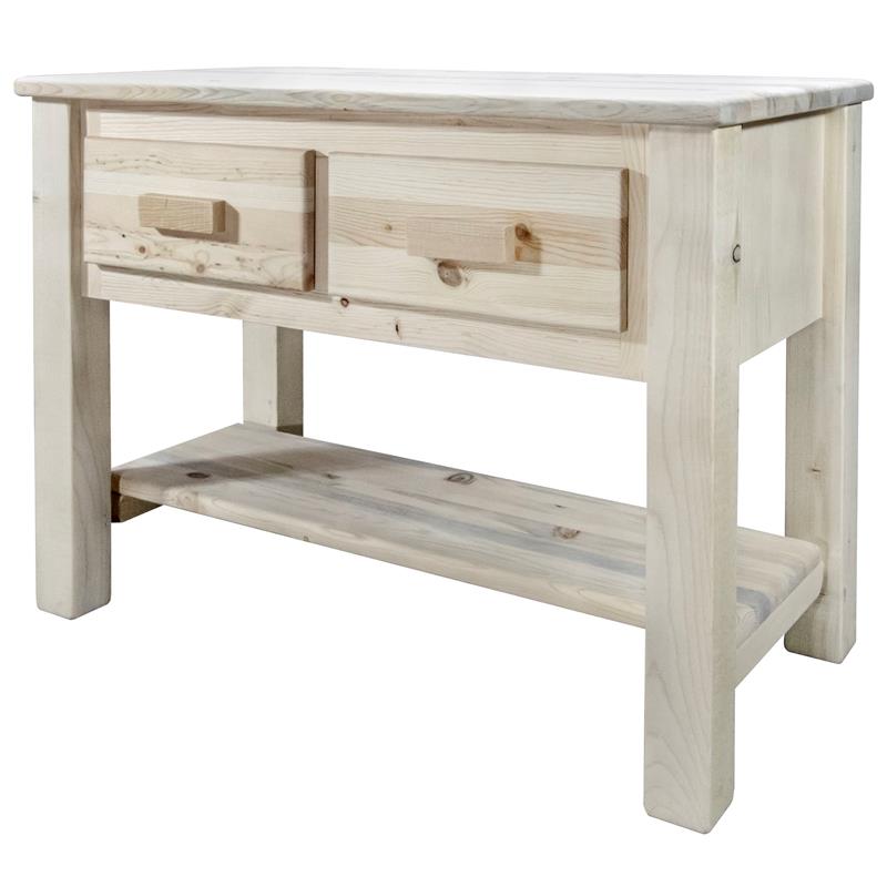 Pemberly Row 2 Drawers Transitional Wood Console Table in Natural