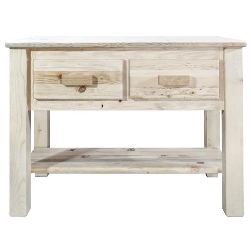 Pemberly Row 2 Drawers Transitional Wood Console Table in Natural