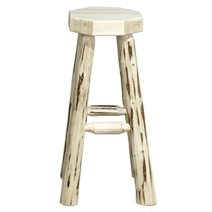 Pemberly Row 30&quot Handcrafted Wood Backless Barstool in Natural