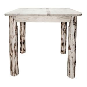 Pemberly Row Handcrafted Square 4 Post Wood Dining Table in Natural