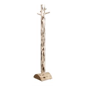 Pemberly Row Transitional Wood Adult Coat Tree in Natural Lacquered