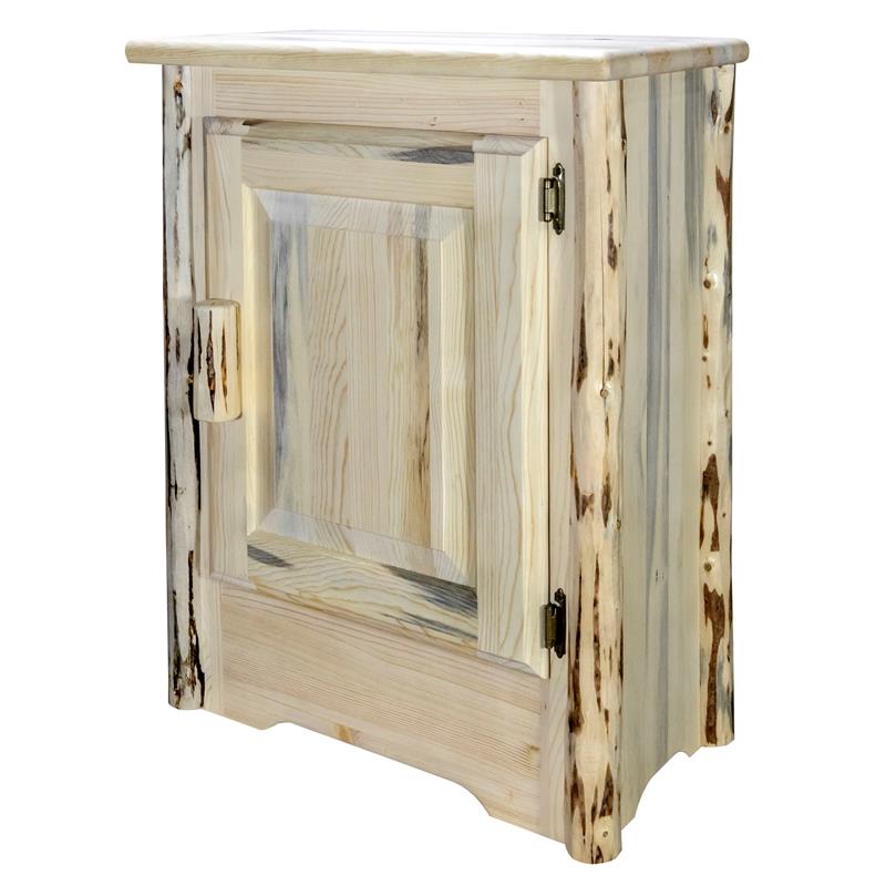 Pemberly Row Right Hinged Wood Accent Cabinet in Natural Lacquered