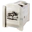 Pemberly Row Wood Magazine Rack with Engraved Moose in Natural