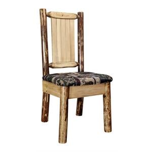 Pemberly Row Farmhouse / Country Transitional Pine Wood Side Chair in Brown