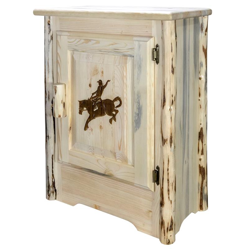 Pemberly Row Wood Accent Cabinet with Bronc Design in Natural