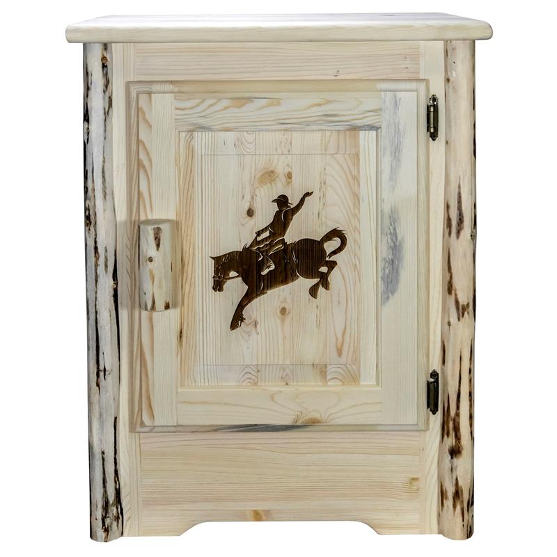 Pemberly Row Wood Accent Cabinet with Bronc Design in Natural