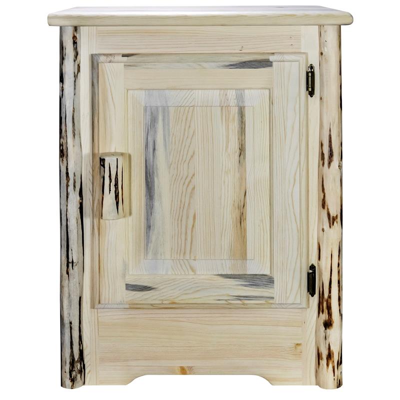 Pemberly Row Right Hinged Solid Wood Accent Cabinet in Natural