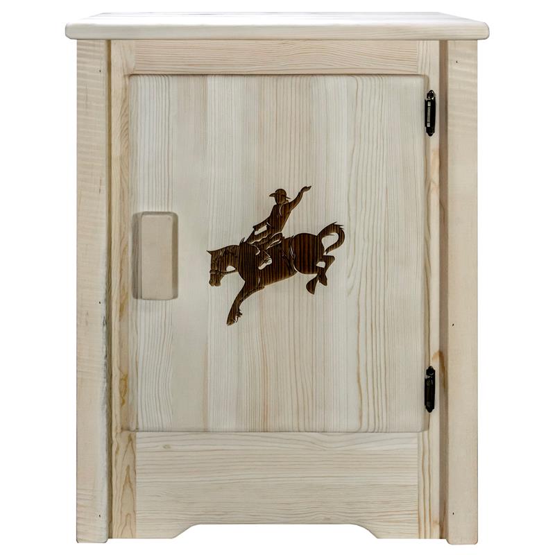 Pemberly Row Wood Accent Cabinet with Bronc Design in Natural