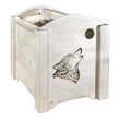 Pemberly Row Transitional Wood Magazine Rack with Wolf Design in Natural