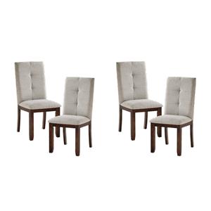 Pemberly Row 19&quot Fabric Dining Room Side Chair in Cherry (Set of 4)