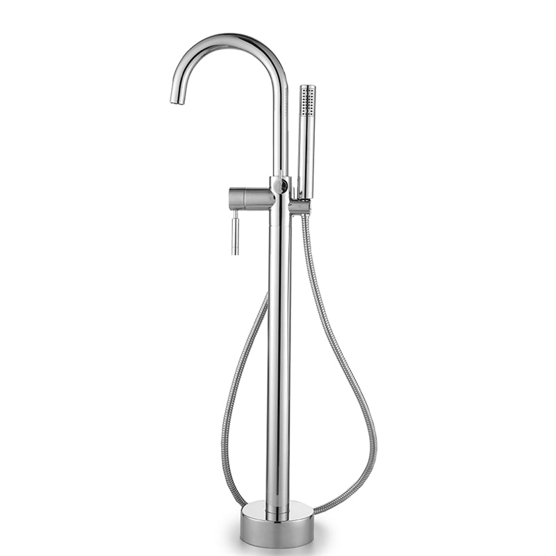 Pemberly Row 1-Handle Freestanding Roman Tub Faucet with Hand Shower in Chrome