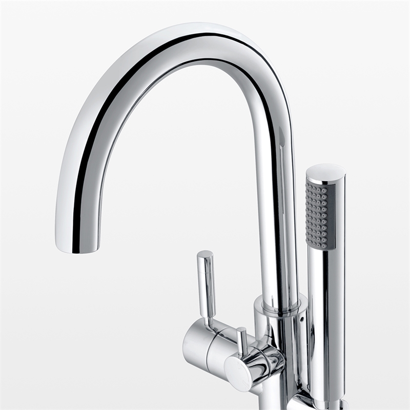 Pemberly Row 1-Handle Freestanding Roman Tub Faucet with Hand Shower in Chrome