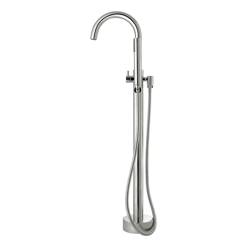 Pemberly Row 1-Handle Freestanding Roman Tub Faucet with Hand Shower in Chrome