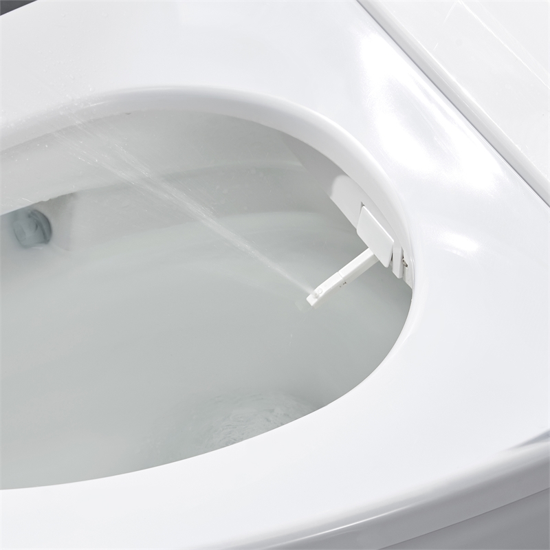 Pemberly Row Elongated Hands-Free Smart Bidet Toilet in White