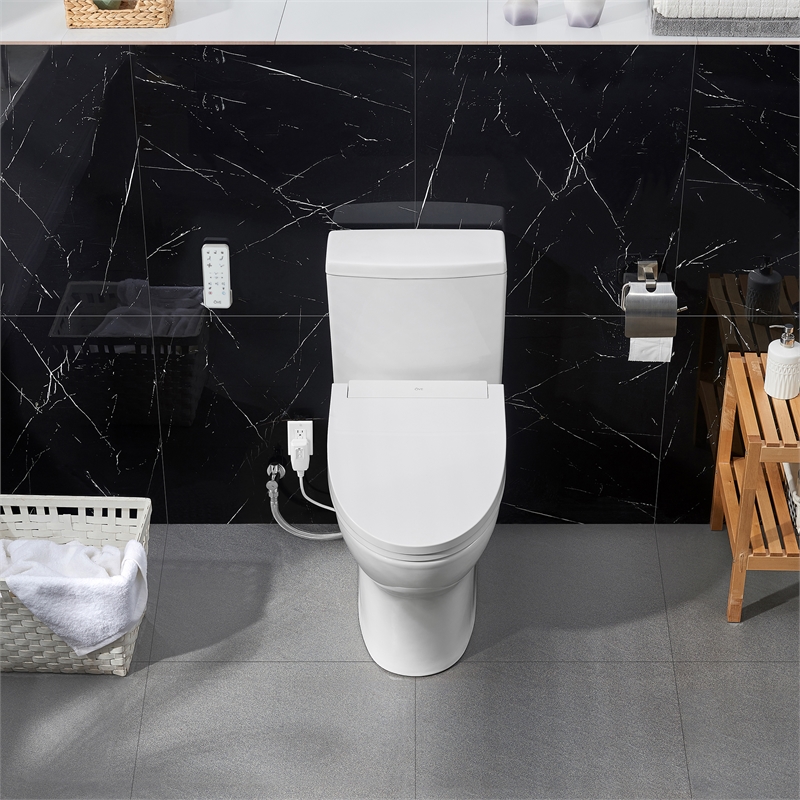 Pemberly Row Elongated Hands-Free Smart Bidet Toilet in White