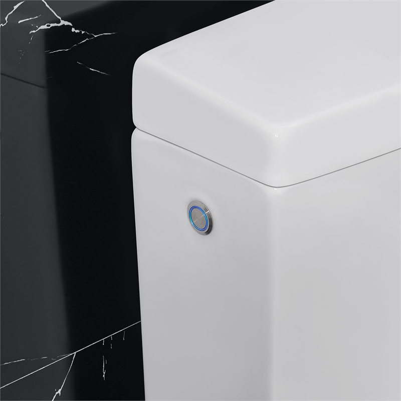 Pemberly Row Elongated Hands-Free Smart Bidet Toilet in White