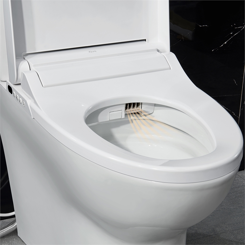 Pemberly Row Elongated Hands-Free Smart Bidet Toilet in White