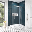 Pemberly Row Stainless Steel Corner Shower Kit Base and Door 32