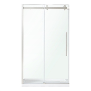 Pemberly Row Brushed Nickel Shower Kit Base and Door 36&quot x 48&quot x 81&quot