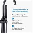 Pemberly Row 1-Handle Freestanding Roman Tub Faucet with Hand Shower in Black