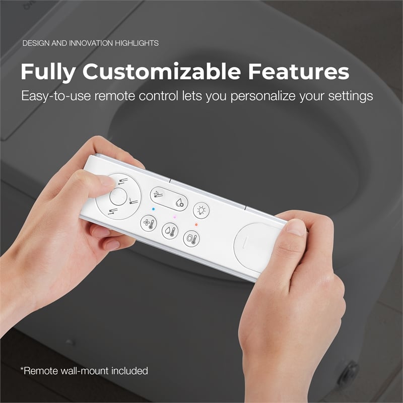 Pemberly Row 1.28/0.92GPF Dual-Flush Hands-Free Built-in Tank Smart Bidet Toilet
